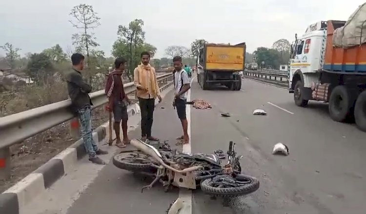 दर्दनाक सड़क हादसा : बाइक सवार पिता-पुत्र को ट्रक ने मारी ठोकर...मौके पर पिता की दर्दनाक मौत