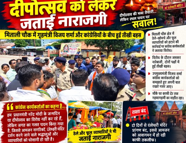 दीपोत्सव के स्थल चयन को लेकर जगदलपुर में गरमाया माहौल,उप मुख्यमंत्री विजय शर्मा और कांग्रेसियों में तीखी बहस