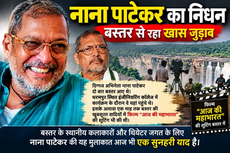 नहीं रहे दिग्गज अभिनेता नाना पाटेकर, 75 की उम्र में कार्डियक अरेस्ट से निधन बॉलीवुड में शोक की लहर, बस्तर से भी था नाना पाटेकर का गहरा जुड़ाव
