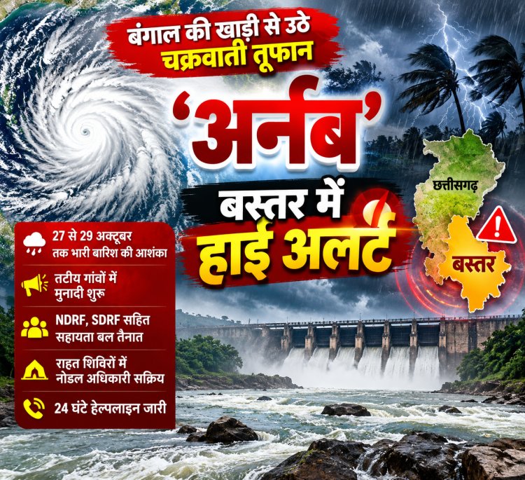 बस्तर में चक्रवात ‘अर्नब’ की आहट से अलर्ट! इंद्रावती समेत प्रमुख नदियों पर प्रशासन की पैनी नजर, 24 घंटे कंट्रोल रूम सक्रिय